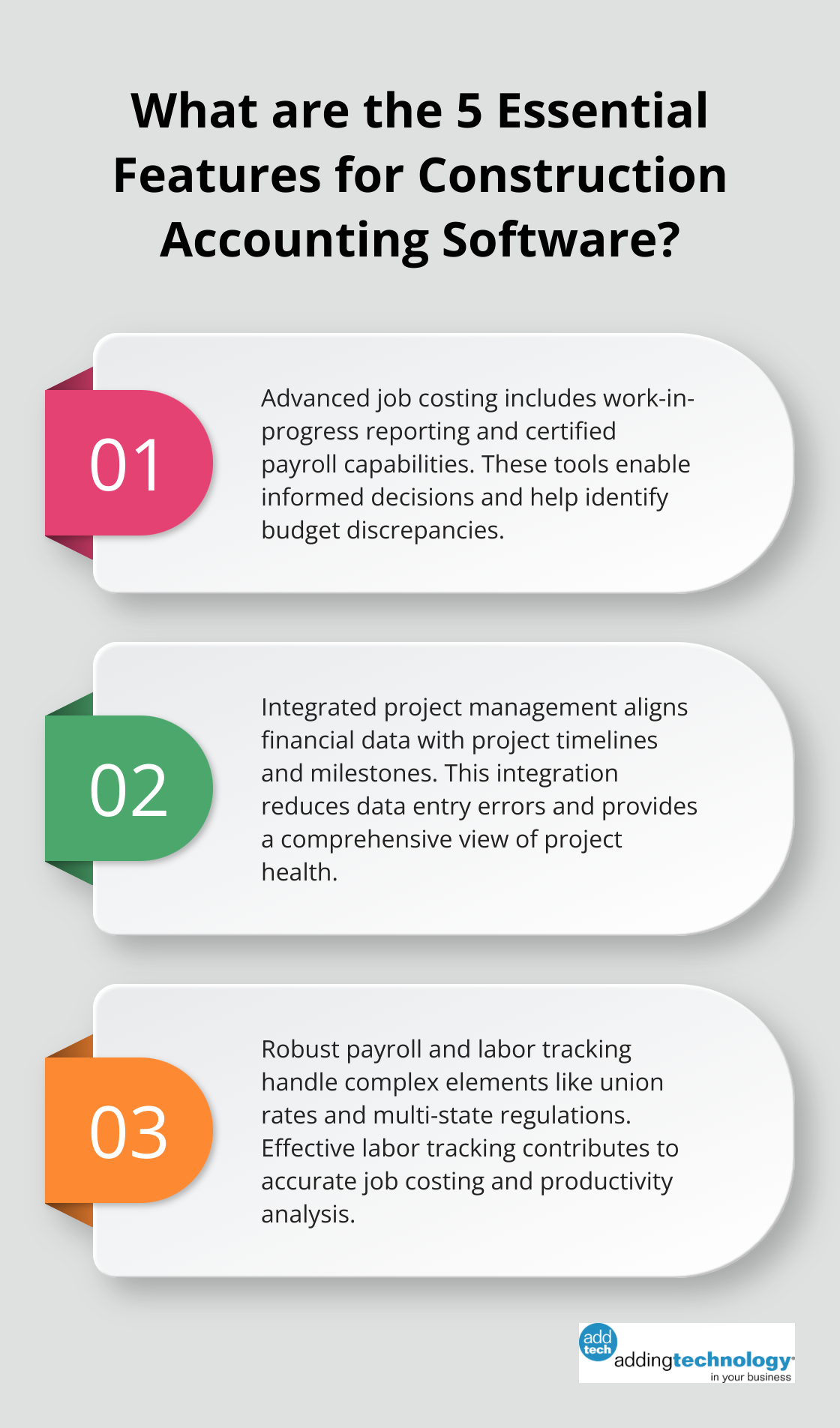 Infographic: What are the 5 Essential Features for Construction Accounting Software? - accounting software for construction contractors