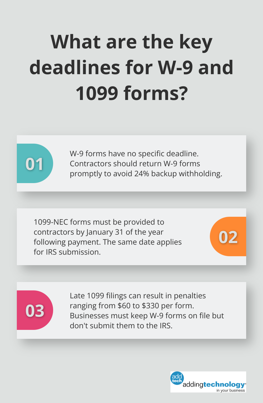 Infographic: What are the key deadlines for W-9 and 1099 forms? - w 9 form vs 1099