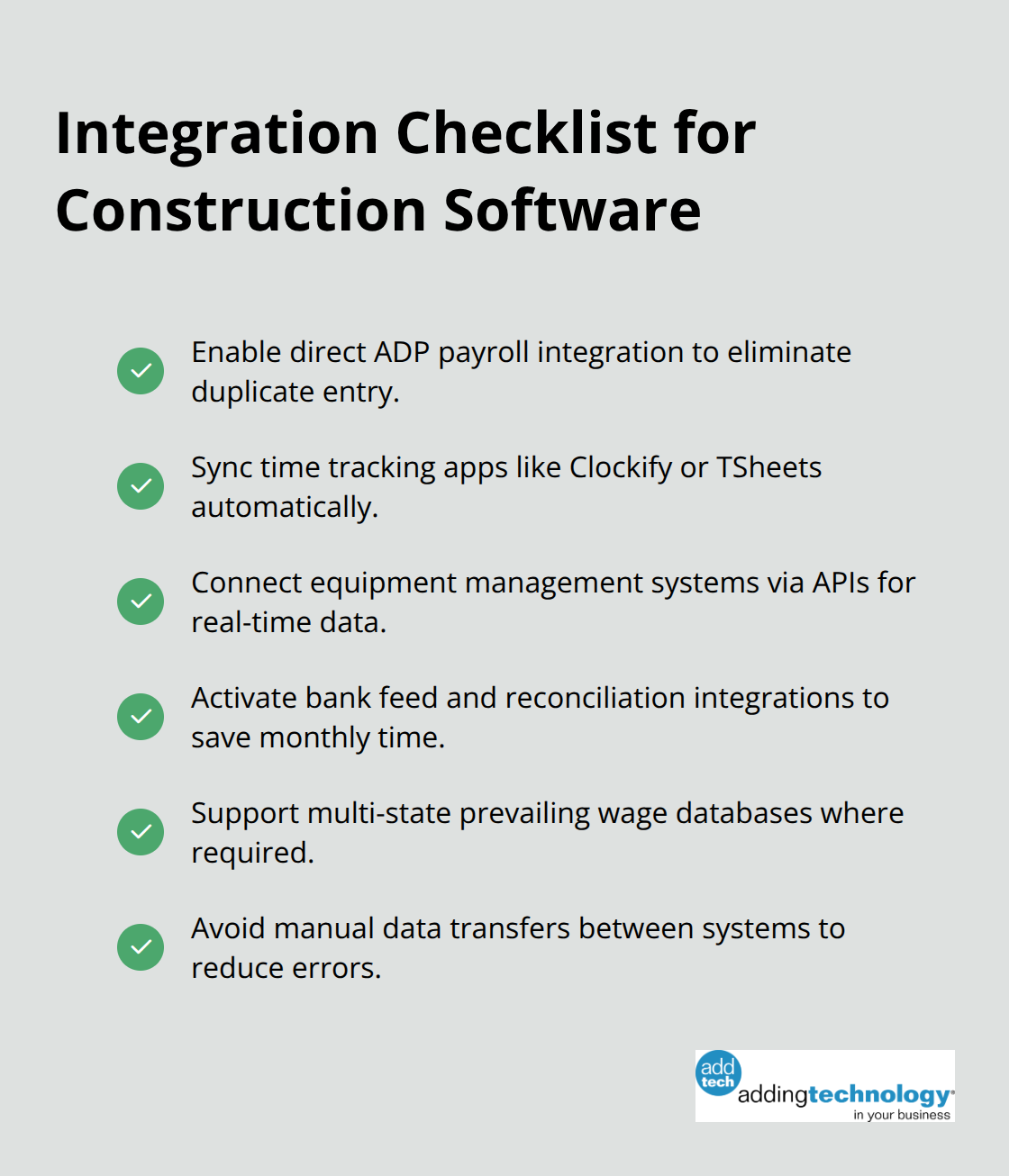 Checklist of critical integrations for U.S. construction bookkeeping platforms - bookkeeping software for construction