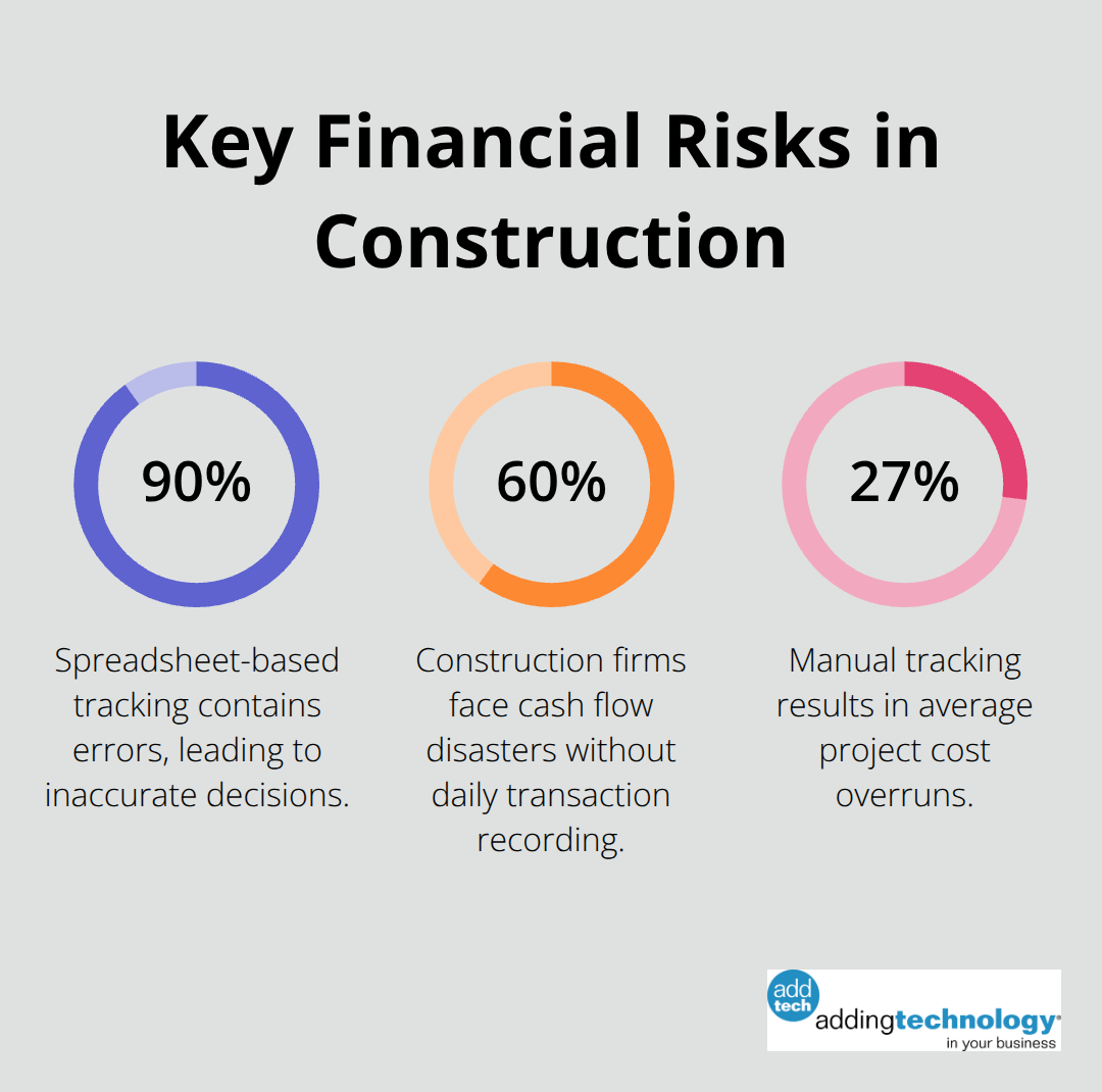 Chart showing major risk percentages affecting construction finances - sound financial management
