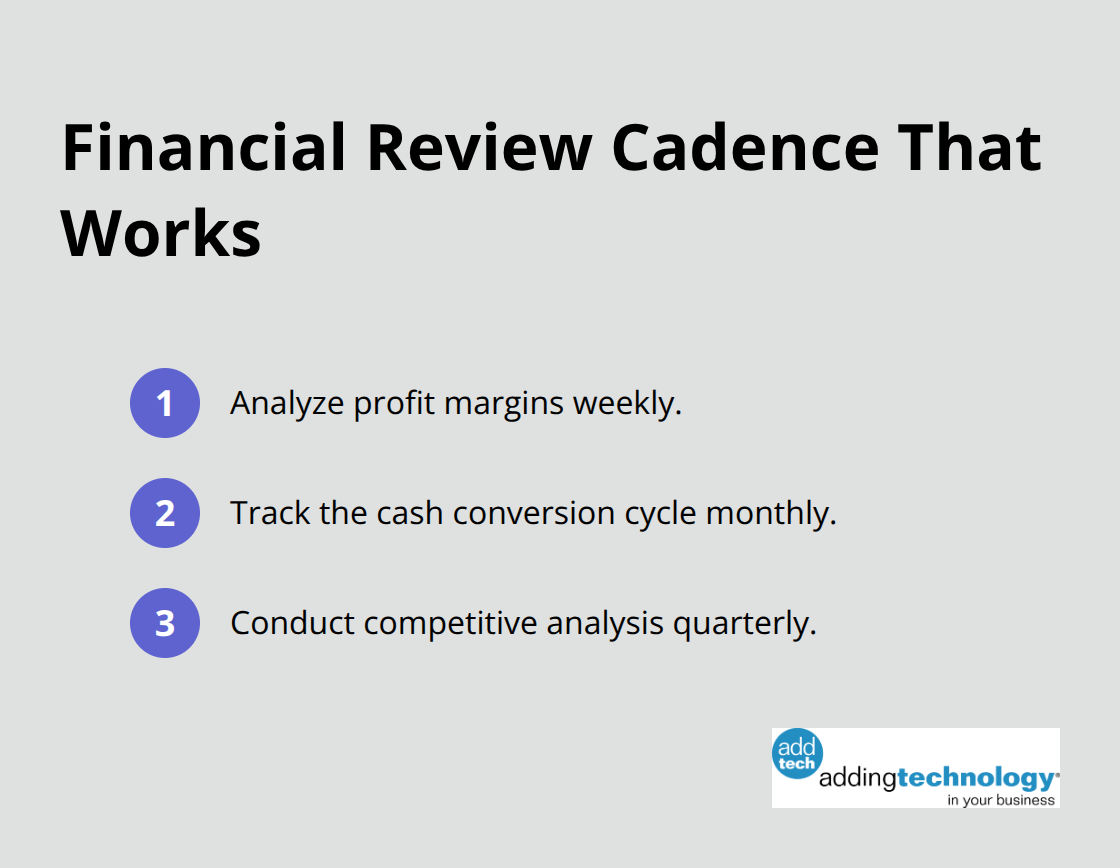 Compact list of review cadence for stronger financial control