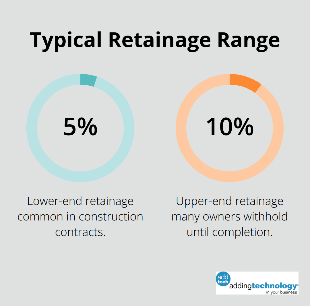 Typical retainage range in U.S. construction contracts
